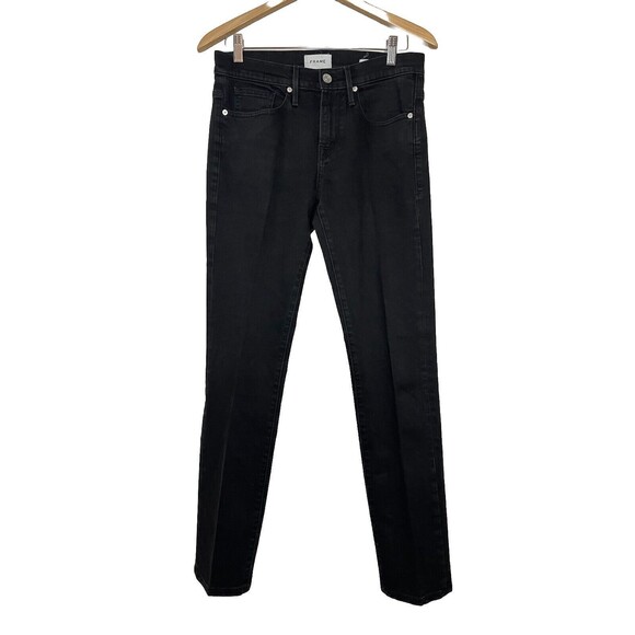 Frame Mens Jeans Sz 30 X 33 Black L’Homme Skinny Denim  Mid Rise Pockets - Picture 2 of 8